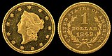Gold dollar, obverse and reverse