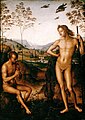 彼得罗·佩鲁吉诺《阿波罗与马夏斯》，1490至1495年，现藏于卢浮宫