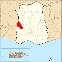 Location of barrio Quebrada Limón within the municipality of Ponce shown in red