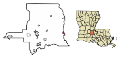 Location of Krotz Springs in St. Landry Parish, Louisiana.