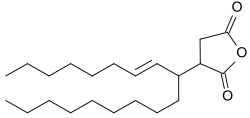 Structural formula of a C18-alkenylsuccinic anhydride (ASA)