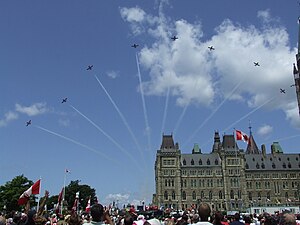 Aerial display of Canadian Snowbirds during the Canada Day celebrations in Ottawa in 2008