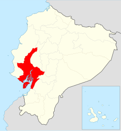 Location of Guayas Province in Ecuador