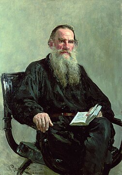 Portrait of Russian author and philosopher, Leo Tolstoy.