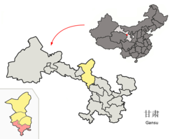 天祝藏族自治縣 དཔའ་རིས་བོད་རང་སྐྱོང་རྫོང༌།的地理位置