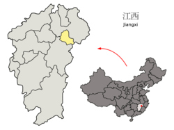 Location of Yingtan City jurisdiction in Jiangxi