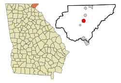 Location in Rabun County and the state of Georgia