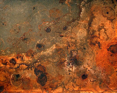Rust and dirt on a baking plate.