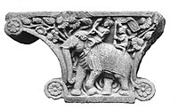 Opposite side of the same capital, excavated at Sarnath, depicting an elephant
