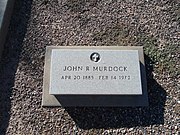 John Robert Murdock (1885 - 1972) was a U.S. Representative from Arizona. He is buried in sec. 9–11.