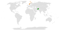 Map indicating locations of Afghanistan and Norway