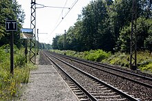 Pancarte TT (tête du train) et miroir à l'extrémité sud du quai