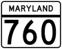 Maryland Route 760 marker