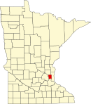拉姆西县在明尼苏达州的位置