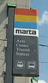 MARTA rail station sign at Arts Center