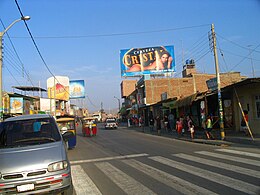 The Pan-American Highway where it serves as the main street in Máncora, Peru