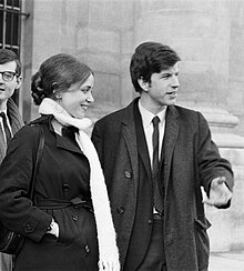 Nadja Tesich and Dean Savage on their wedding day, January 11, 1969, photographed by Roberto Ballabeni in front of the town hall in the 5th arrondissement of Paris