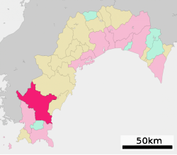 Location of Shimanto in Kōchi Prefecture