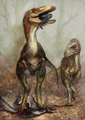 File:Sinocalliopteryx gigas feeding on the dromaeosaur Sinornithosaurus - journal.pone.0044012.g008.png