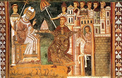 Saint Sylvester, Pope of Rome, and the Emperor Constantine the Great.