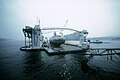Sister ship: Los Alamos (AFDB-7), with a repaired submarine at Holy Loch, Scotland in 1985
