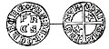 Denier of Philip 1478-1482: Ph[ilippu]s Hoahberg Pr As – Dei Gra[tia] Pr[incep]s Aur[ena] (= Orange).