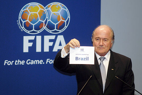 Sepp Blatter awards the hosting of the 2014 FIFA World Cup to Brazil