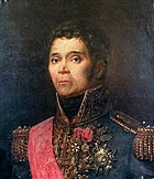 Painting shows a curly-haired man in a high-collared military uniform.