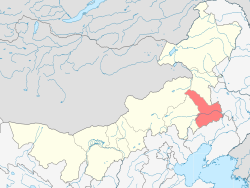 Location of Tongliao City jurisdiction in Inner Mongolia