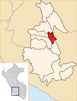 Location of Vilcas Huamán in the Ayacucho Region