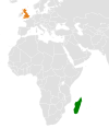 Location map for Madagascar and the United Kingdom.