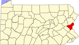 Map of Pennsylvania highlighting Northampton County