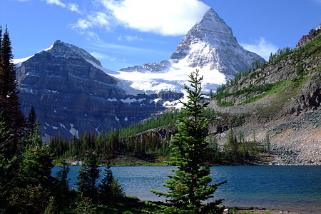 123. Mount Assiniboine on the Great Divide between Alberta and British Columbia is the highest summit of the Southern Continental Ranges.