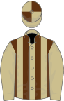 Beige and brown stripes, beige sleeves, quartered cap