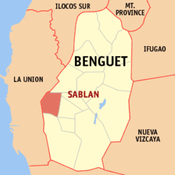 Map of Benguet with Sablan highlighted