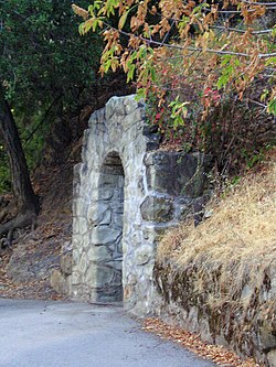 A stone tunnel in the summer