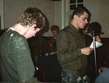 The Apostles performing at the Spread Eagle, Southend on Sea, December 1981