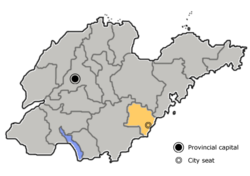 Location of Rizhao City jurisdiction in Shandong