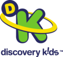 The logo of a Latin American children's TV channel, showing a green K circulated by a yellow ring with a blue D-sphere.