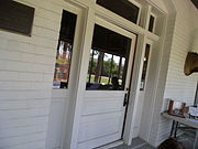 Main door and entrance of the Manistee Mansion.