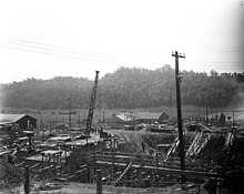 Building site, with materials lying about