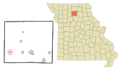 米德维尔在林县及密苏里州的位置（以红色标示）