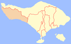 珍布拉娜县在巴厘省的位置