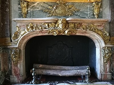 Baroque fireplace in the Salon d'Hercule, Palace of Versailles, Versailles, France, probably by Robert de Cotte, c.1710