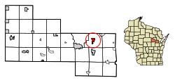 Location of Cecil in Shawano County, Wisconsin.