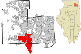 奥罗拉在杜佩奇郡和伊利诺伊州的位置