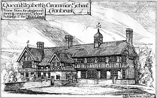 Unbuilt proposal for QE Grammar School, Cranbrook, 1878