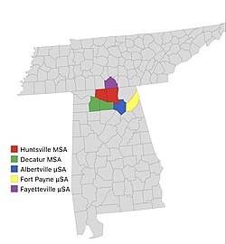 Location of Huntsville–Decatur–Albertville
