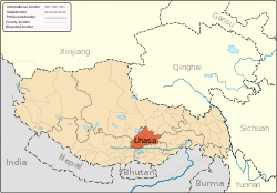 拉薩市在西藏自治區的地理位置