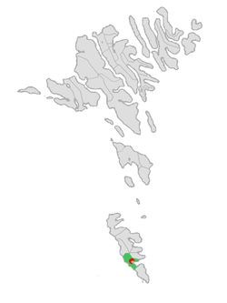 沃格市镇在法罗群岛的位置（绿色和红色部分）